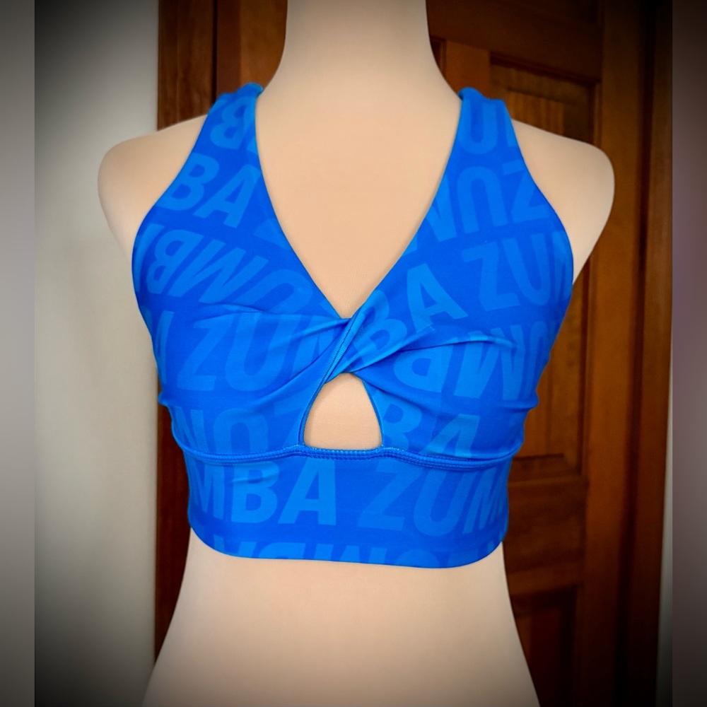 NWOT Zumba Fitness Blue Sports Bra Spicy/Small